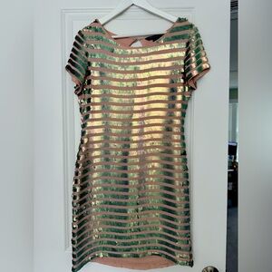 FRENCH CONNECTION Sequined stripe t-shirt dress, great condition, size 2
